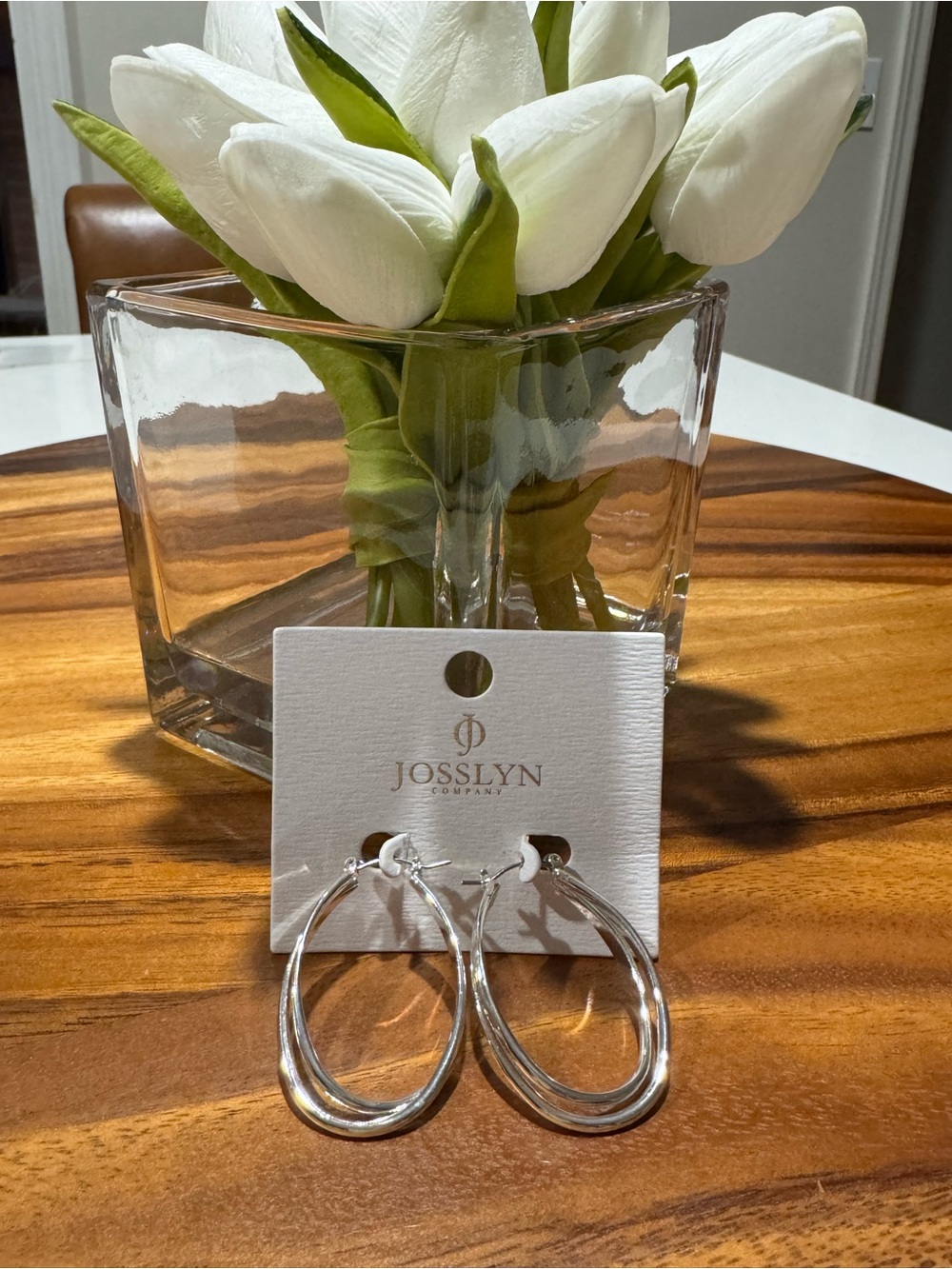 Josslyn Silver Hoop Earrings - Elegant Twisted Teardrop